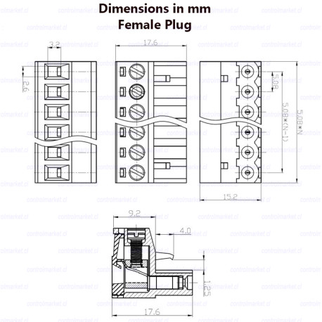 CONECTOR MACHO PLUG-KF2EDGR-5.08-5P